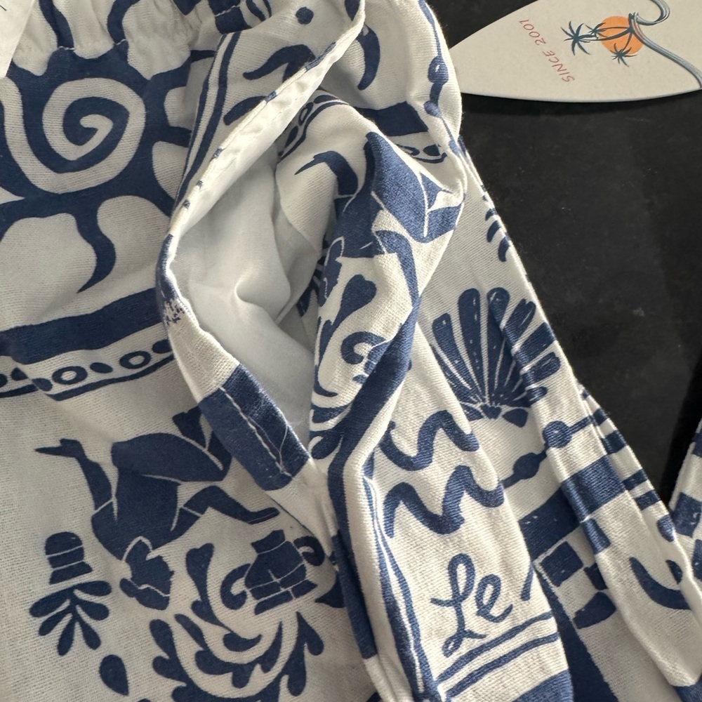 Cali1850 Grecian Printed Linen Pull On Drawstring Beach Pants Large NWT - Picture 4 of 8